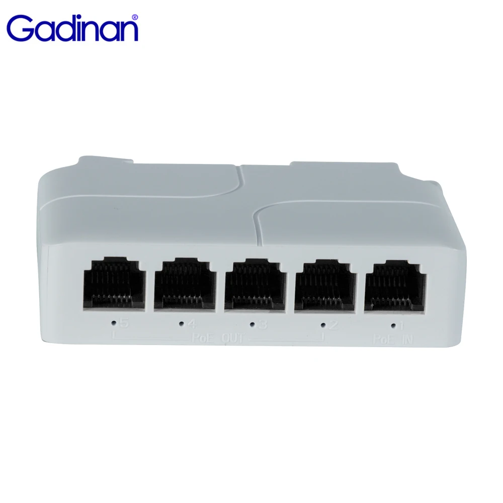 가디난 5포트 100Mbps 90W PoE 익스텐더 리피터 100미터 VLAN 44-57V IEEE802.3af/at 준수 RJ45 1입력 4출력 IP 카메라용