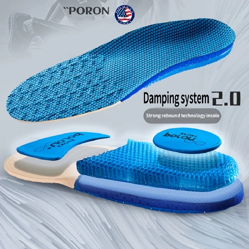 Silicone Insoles for Shoes Men Women for Feet Shock-absorbing Baskets Sport Running Shoe Sole