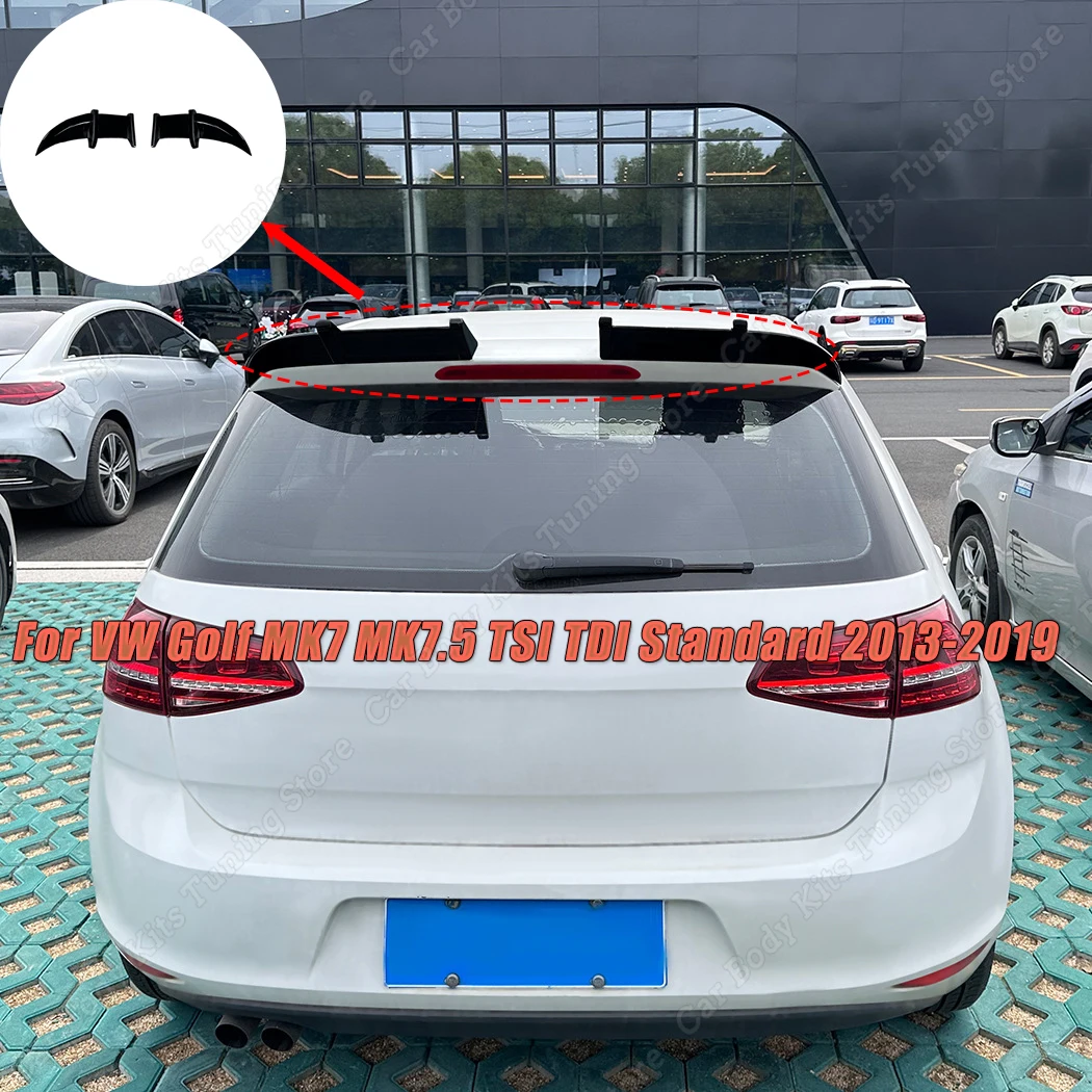 카본 룩 리어 루프 스포일러 플라스틱 윈드실드 윙렛 윙, VW 골프 MK7 MK7.5 TSI TDI 표준 2013-2019 글로스 블랙, 2 개