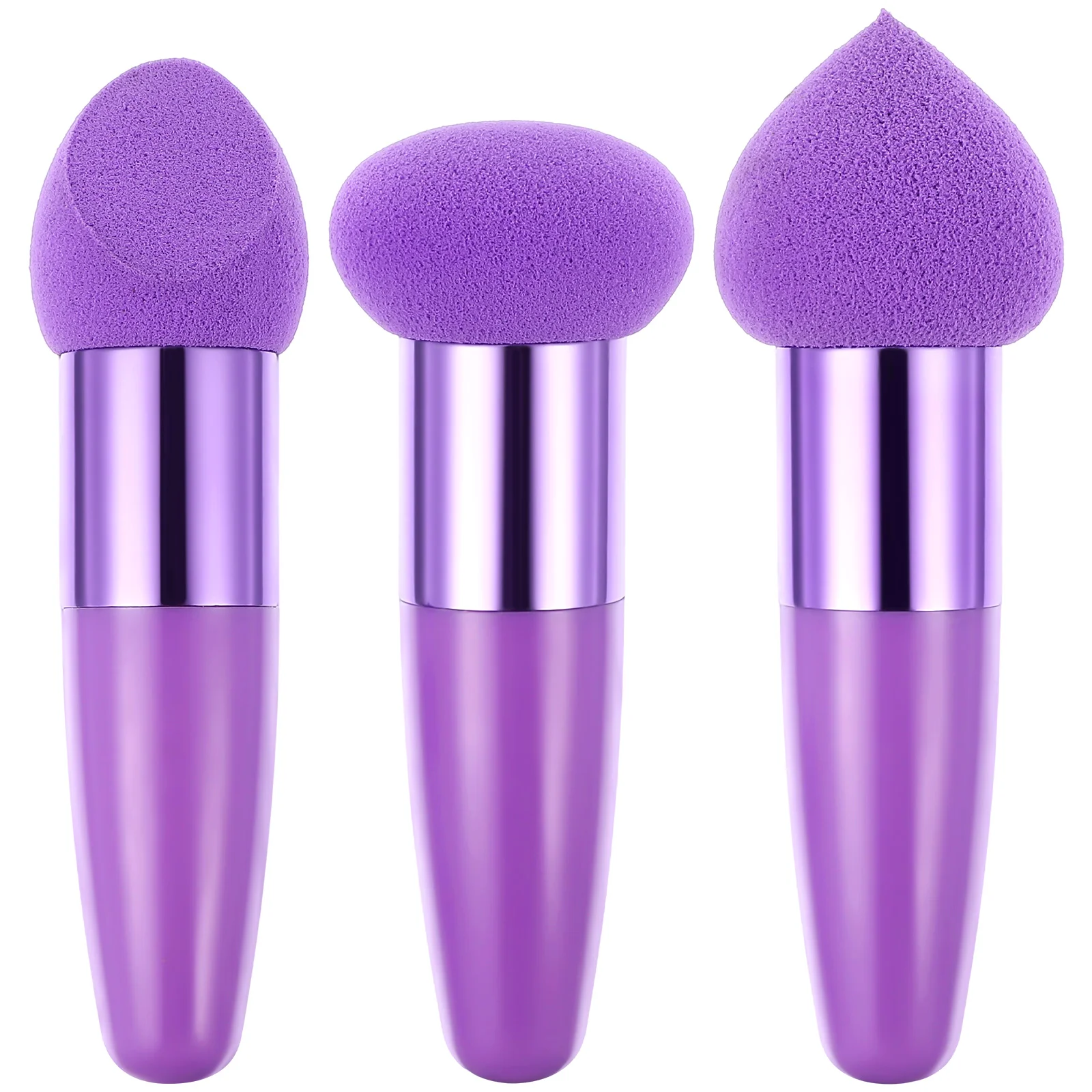 

3 Pcs Makeup Sponges Foundation Blender Sponges with Handle Beauty Cosmetics Puffs Make-up Sponge