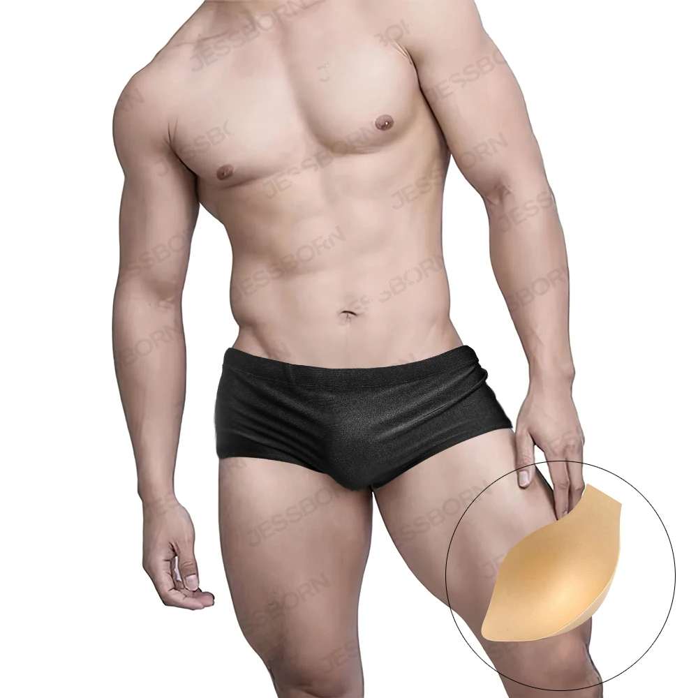 Summer Black Shining Swimwear Mens Swimming Trunks Sexy Low Waist Bathing Swimsuit Male Sport Running Surfing Beach Shorts