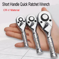72 Teeth Quick Socket Mini Ratchet Wrench Spanner 1/4 3/8 1/2 Big Medium and Small Fly Two-way Horns Short Handle Repair Tool 2
