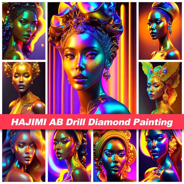DIY Promotional Round Diamond Painting African Woman Black Gold Art DIY  Rhinestone Mosaic Cross Stitch Kit Clearance Home Decor - AliExpress
