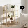 Book Shelf 3 Tier Gold Bookshelf Free Shipping Metal Book Shelf for Storage Folding Bookcase for Office Organization and Storage 1