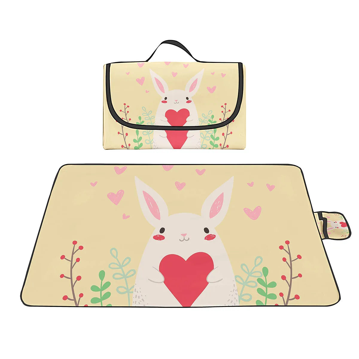 

Cartoon Rabbit Sandproof Waterproof Picnic Mat,Oxford Outside Portable Picnic Mat Waterproof Foldable for Beach,Park,Lawn,Travel