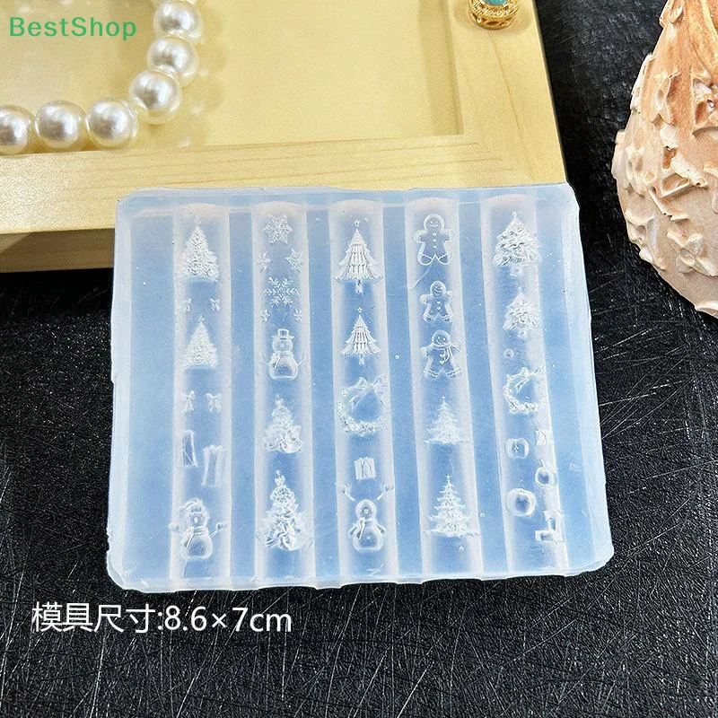 ☆ ☆ ☆ 3D 매니큐어 실리콘 몰드 귀여운 크리스마스 스타일 네일 아트 금형 DIY 네일 아트 장식