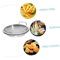 Égouttoir à friture en acier inoxydable robuste avec plateau, panier en maille métallique pliable pour égoutter l'huile, compatible lave-vaisselle 5