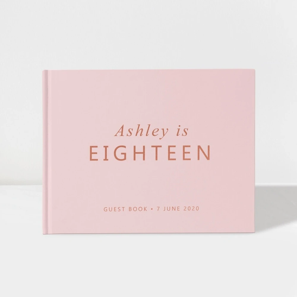 

Personalised Guest Book Birthday, Guest Book Australia, Blush and Rose Gold Birthday Guestbook, Colour Choices Available, SKU: B