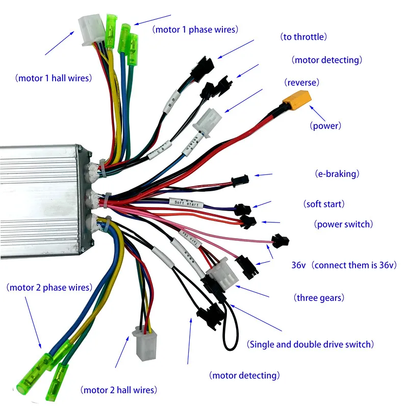 듀얼 드라이브 브러시리스 컨트롤러, pps-53 동시에 2 개의 모터 제어 가능, 90A, 36V, 48V, 60V