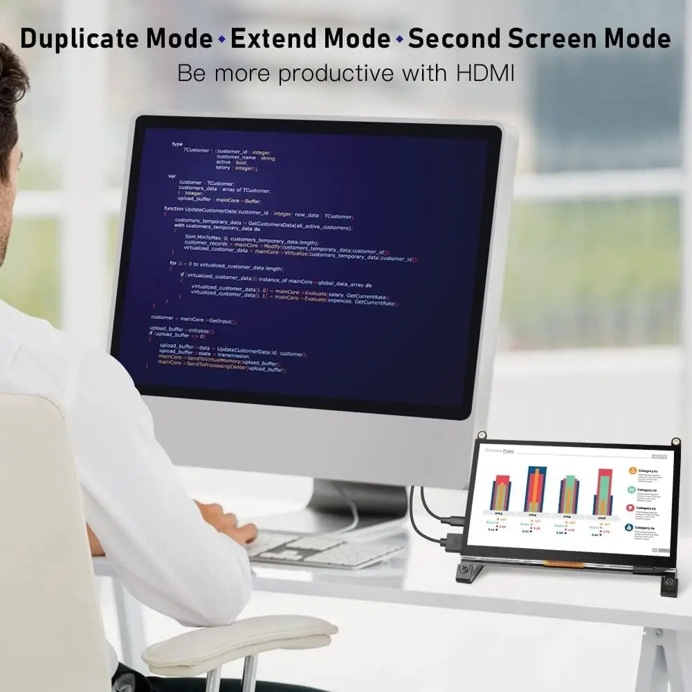 Wisecoco-monitor Portátil Touchscreen Raspberry pi pc com Windows Ps4 Aida64 Usb Hdmi 1024x600 - Imagem 6