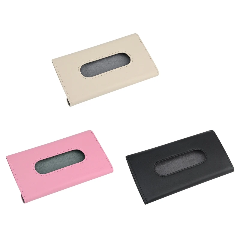 Car Tissue Holder Sun Visor Disposable Face Mask Napkin Holder Leather