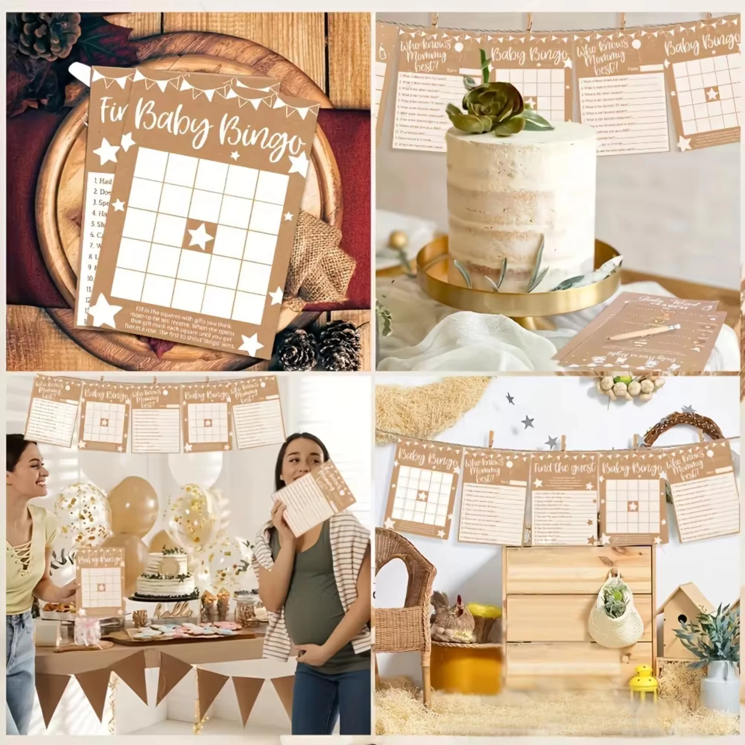 Baby Shower Game Cards Rustic Bridal Wedding Shower Or Bachelorette Party Game Baby Ideas Baby Baptism Party Supplies wooden wedding supplies