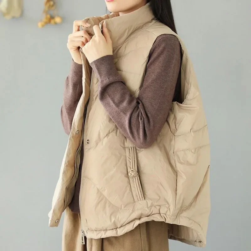 2023 Winter Warm Jackets Loose Oversized Casual Hooded Cotton-padded Jacket Loose Padded Vest Waistcoat Women's Sleeveless Coat