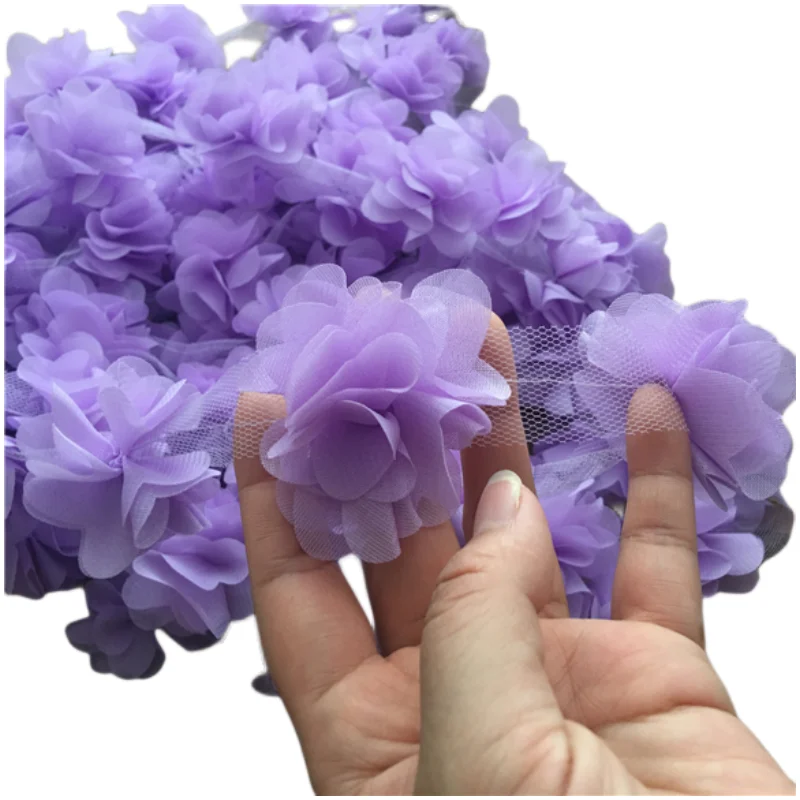 24Pcs Flower Applique,3D Chiffon Lace Patch,Lace Trim,DIY Bridal Veil,Shoes,Wedding,Child Clothes,Fabric Accessories