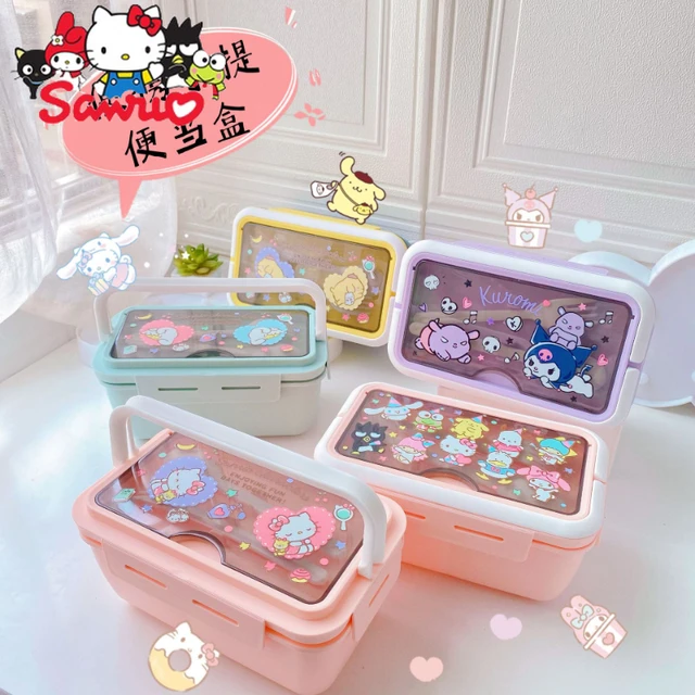 Sanrio Hello Kitty Kuromi Lunch Box Grid Child Fruit Bento Box Cute Cartoon  School Office Portable Bento Box Lunch Bag Kitchen - AliExpress