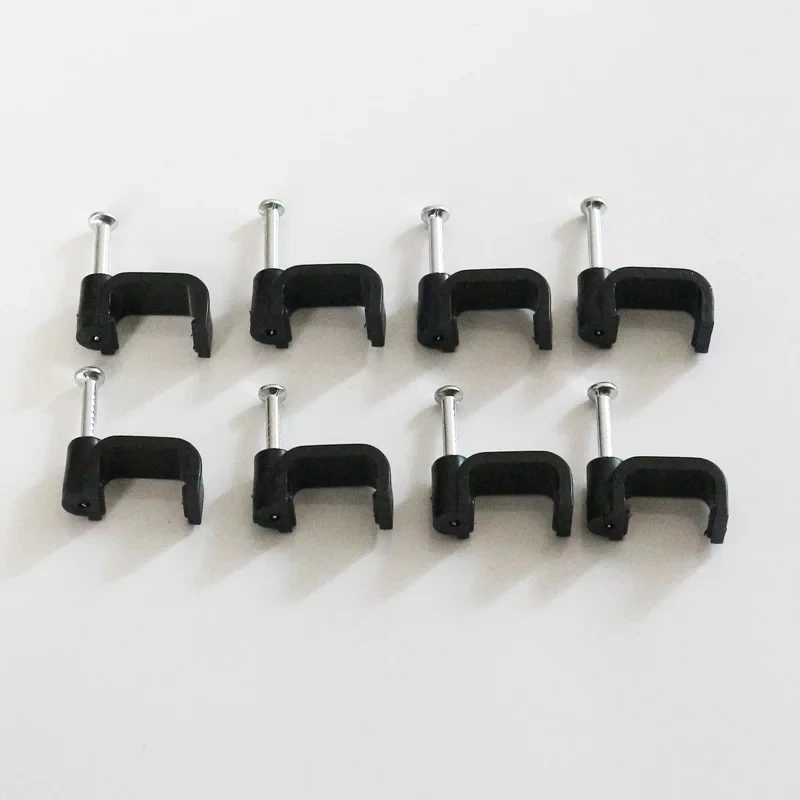 Flat Nail Cable Clip Mount Wall DIY Square Clamp Office Trough Sub Line Wire Card Fixing 100Pcs cable tie mounts