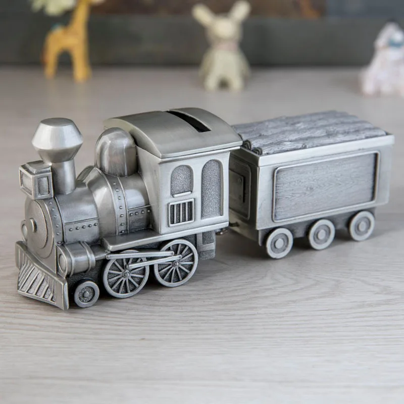 Creative Metal Train Coin Organizer Money Savings Bank Cute Piggy Banks For Kids Money Safe box PB018 4