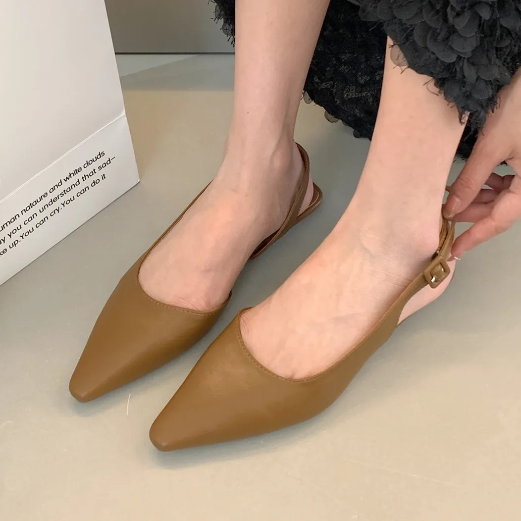 Bailamos Flat Sandals Shallow Slip On Women Slingback Shoes Soft Casual Ladies Sandal Flat Heel Outdoor Dress Mules