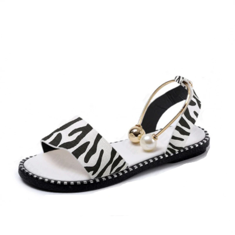 2022 New Summer Women Beaded Pearly Sandals Slippers Shoes Ladies Flats Sandals Flip Flop Casual Flat Slingback Sandals Shoes 