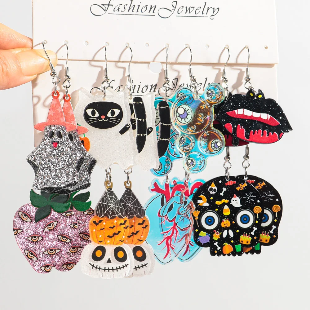 Halloween Day pairs/set Acrylic Multiple Styles Funny Pumpkin