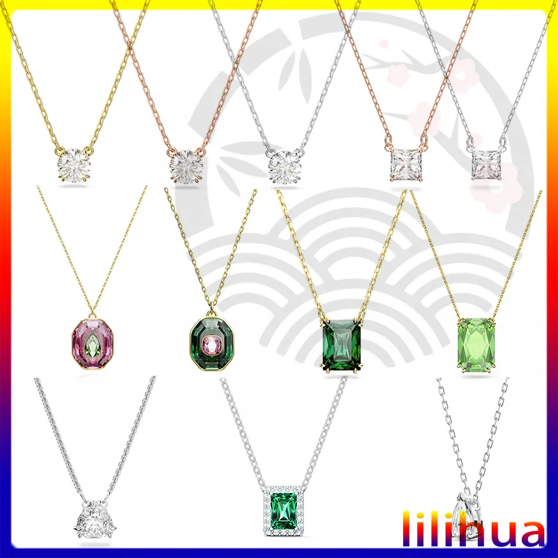 

Xl053 Exquisite Candy Color Crystal Light Luxury Shiny Square Crystal Necklace New Fashion Party New Trend Gift Free Shipping
