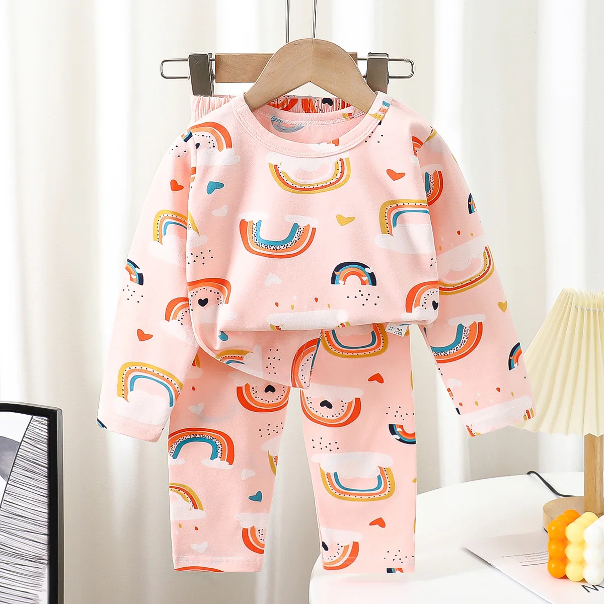 sleepwear dos desenhos animados manga longa homewear