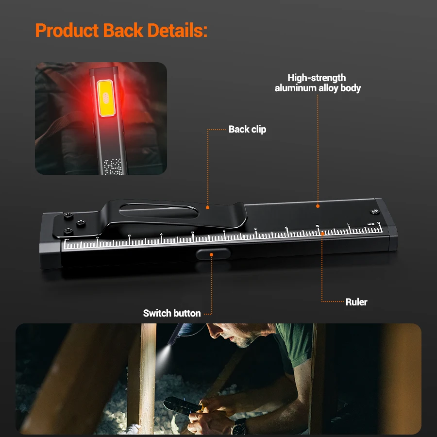 10W LED 키체인 플래시라이트 USB-C 충전식 600루멘 휴대용 미니 토치 라이트 포켓 랜턴 플러드 작업등 자석 포함