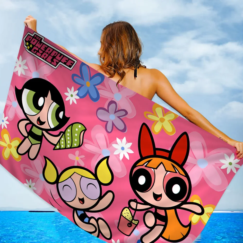 P-PowerpuffES-GirlS Towel Microfiber Beach Towel Absorbent Quick dry Soft Yoga Swimming Resort Mountain Climbing Towel 2