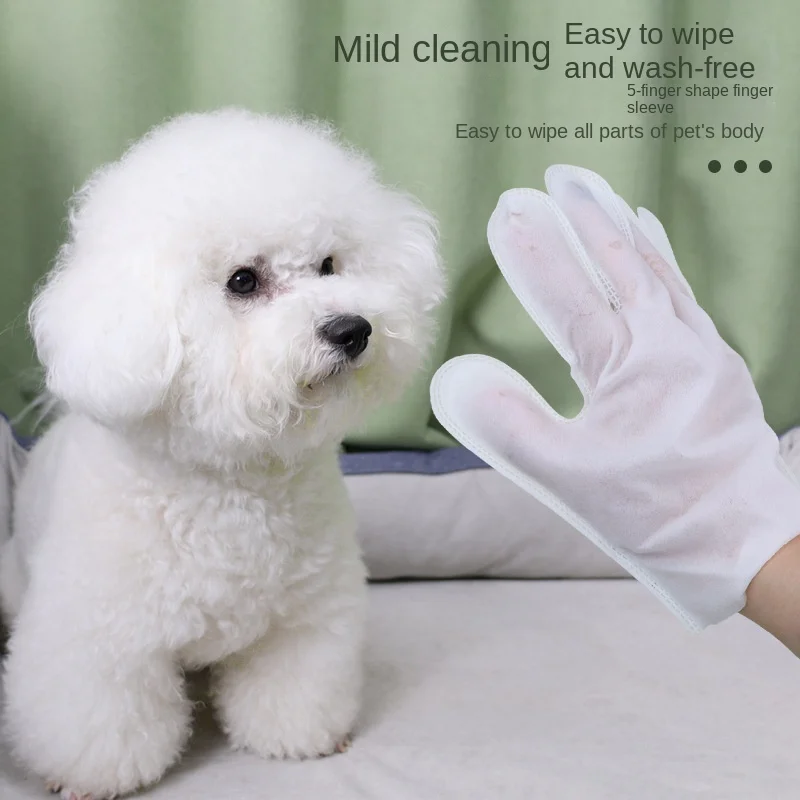 Pet Disposable Gloves Dog Body Wipes No Rinse Washing Gloves