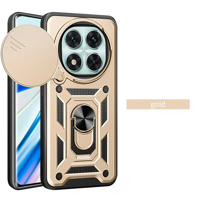 Durable Armor Phone Case with Lens Protection and Magnetic Ring Holder