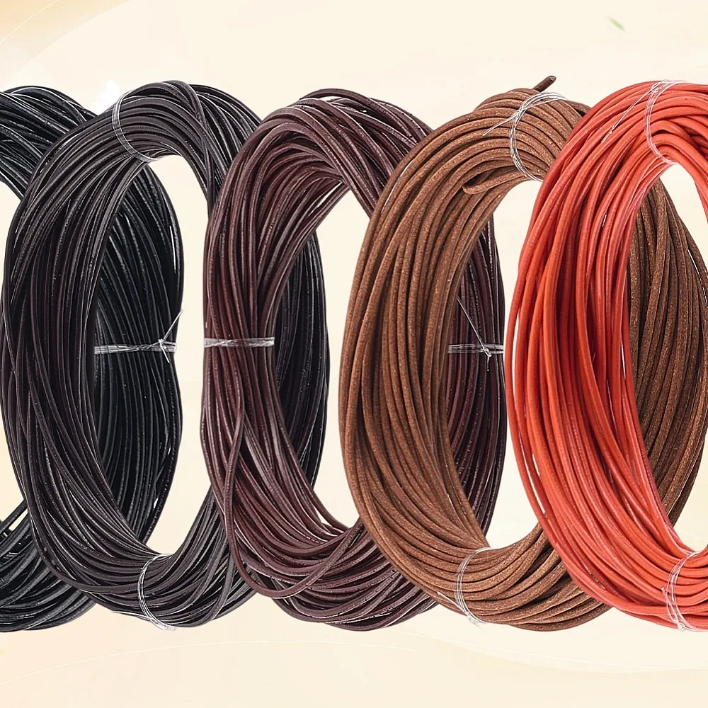 20M 4색 소가죽 가죽끈 원형 혼합 색상 1mm 5.47야드(5m)/색상