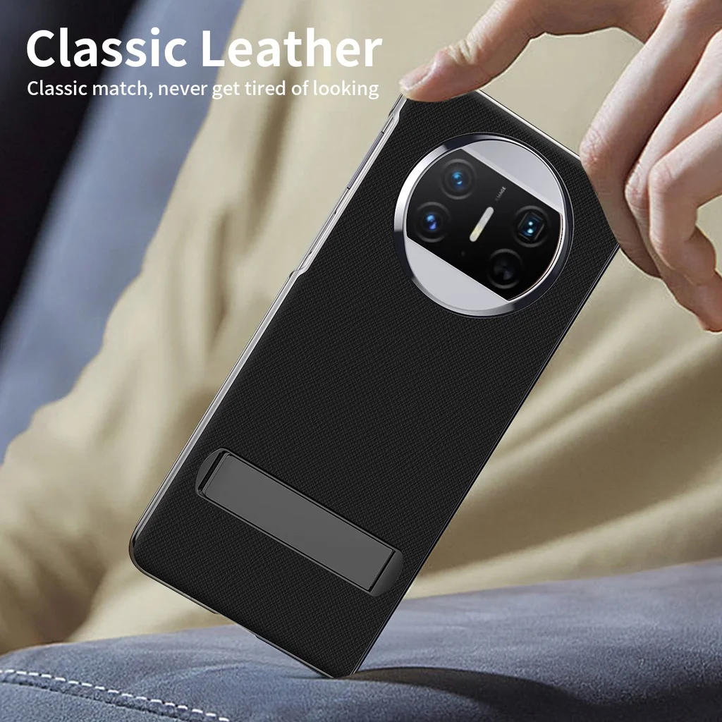 PU Leather Flip Stand Case For Huawei Mate X5 Case Plating Frame Full Protection Shockproof Bumper Back Cover With Tempered Film