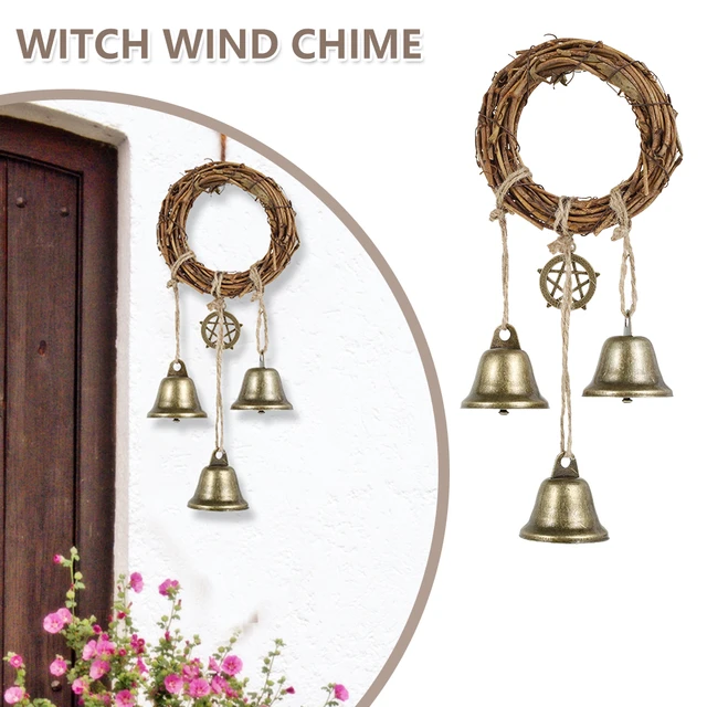 Witch Bells Wind Chimes Twine Wall Hanging Door Handle Blessing & Wicker  Wreath