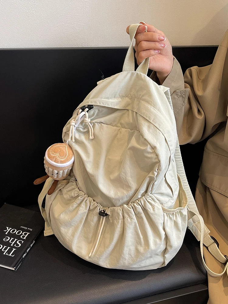 Women's Travel Lightweight Nylon Bapa 2024 New Sle Sweet College Sle Soft Handle Zipper Closure Vertical Square ape