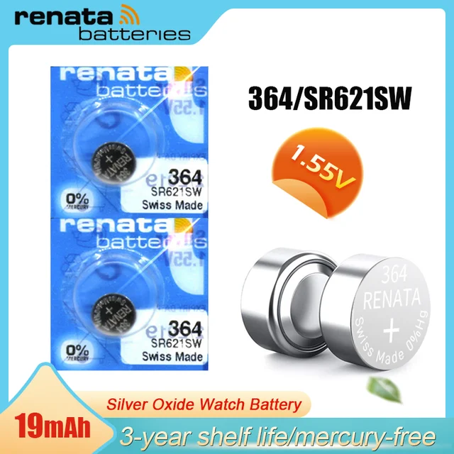 Batería de reloj de óxido de plata, pila de botón suizo de 1-10 piezas  Original Renata 364 SR621SW AG1 LR60 GP364 164 EE6202 1,55 V - AliExpress