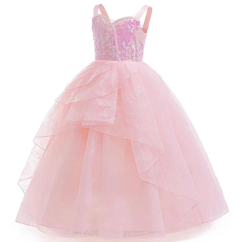 Girl Princess Dress Magic Bad Witch Cosplay Glinda Pink Dress Girls Show Wedding Gown Halloween Role Play Costume Festive Frocks