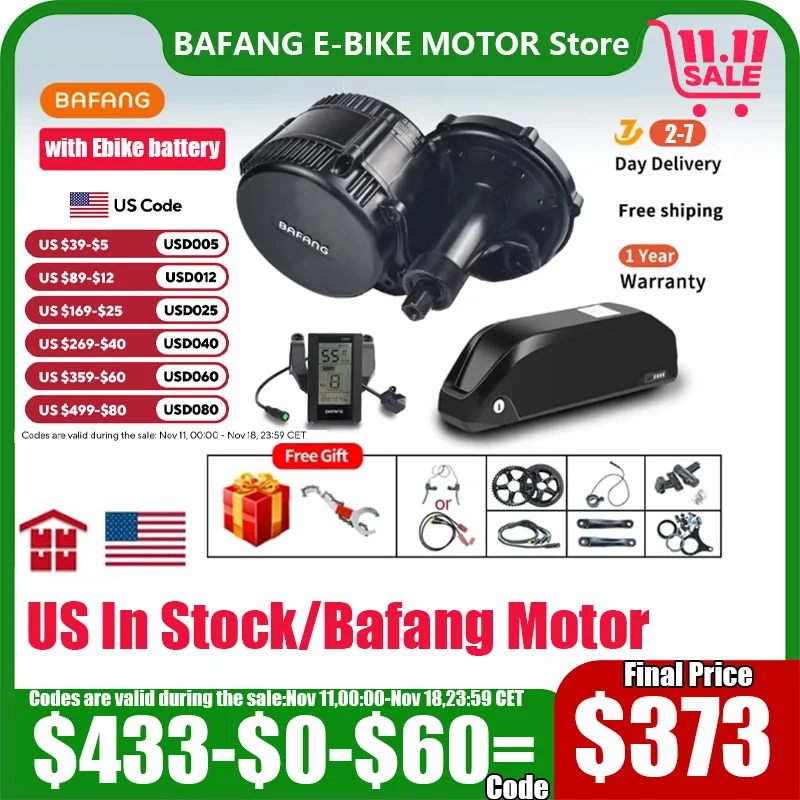 BAFANG 48V 500W Mid Drive Motor Electric Bike Conversion Kits With 48V 13Ah/48V 20Ah Lithium Battery