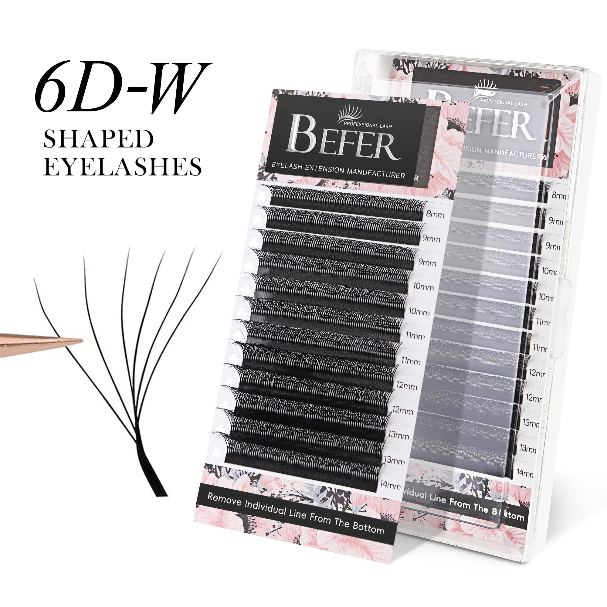 Befer 6dw geformte Wimpern verlängerungen 12 Reihen 0,07 c/d vorgefertigtes Volumen einzelne Wimpern bilden profession elle Wimpern zubehör