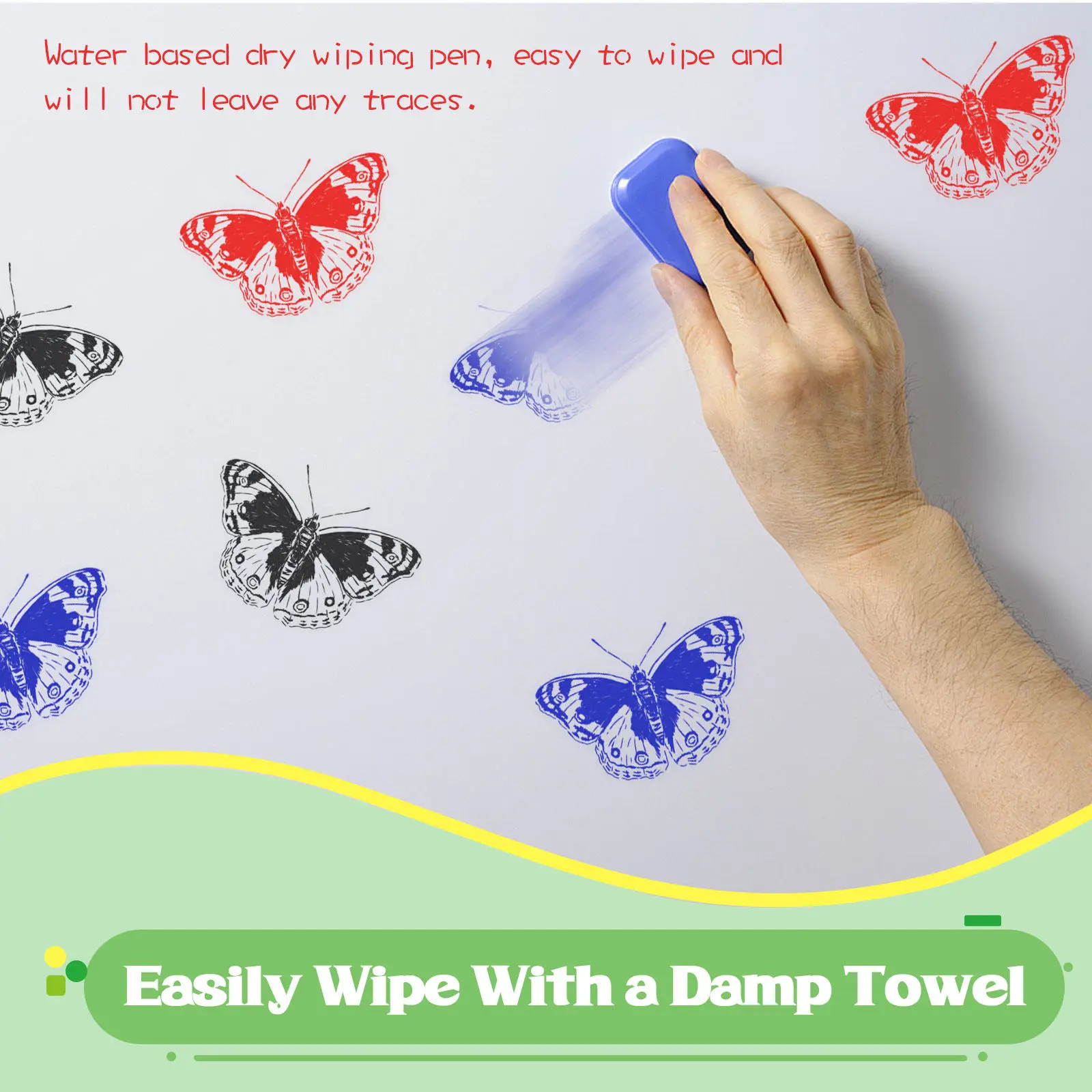 6Pcs 화이트보드 펜 전문 드라이 지우기 마커 파인 팁 경량 다기능 교실용 편리한 마커