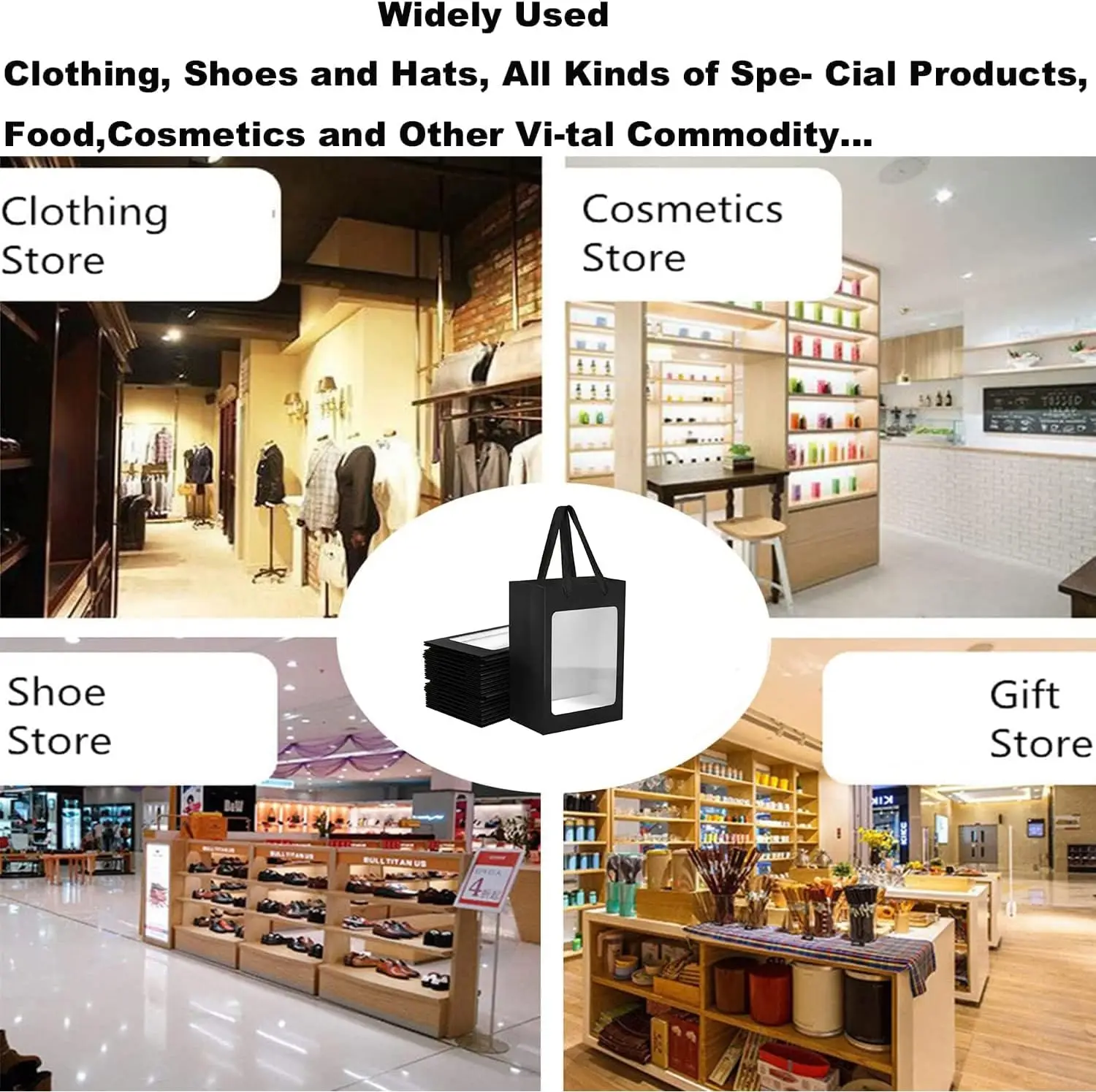 Kraft Paper Gift with Transparent Window Shopping Bags Bulk Flower Boxes Gift Wrap Bags Bouquet Bridal Shopping Presents