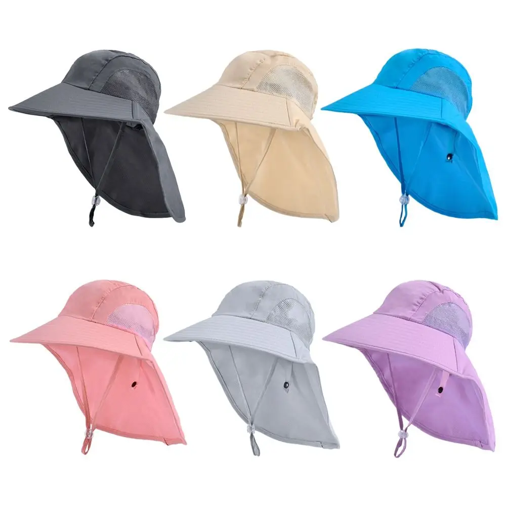 

Children Summer Bucket Hats UV Protection Outdoor Beach Sun Hat Boy Girl Flap Cap Adjustable Wide Brim Cap