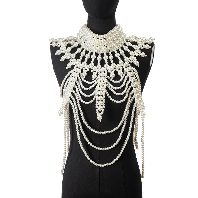 Tanio Vintage perła biżuteria do ciała duży naszyjnik podkreśla perły