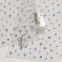 Simple Laser Bronzing Gold Silver Mini Star Rhinestone INS 5D Relief Self Adhesive Nail Art Decoration Sticker 3D Manicure Decal 1