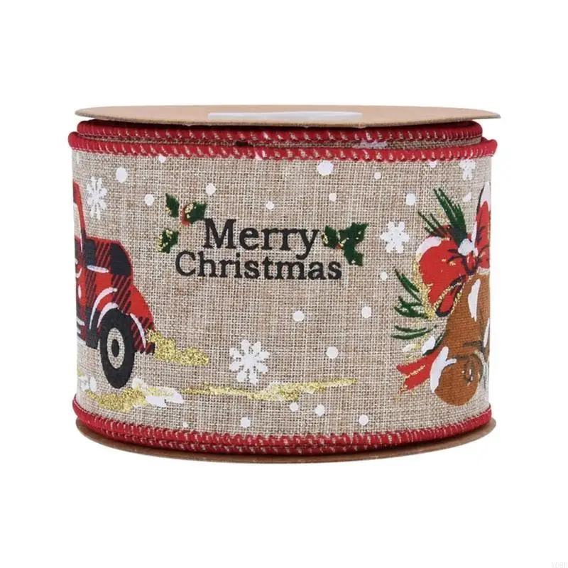 Weihnachtsband für Kränze DIY Weihnachtsfeier -Verpackung Dekor versorgt Material Doppelkabel Rand Ribbon Weihnachtsbaum Y08e – Detail 7
