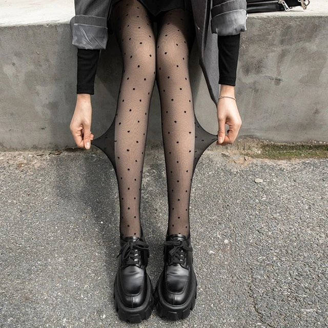 Double-layer Point Dot Pantyhose Durable Slim Black Thermal