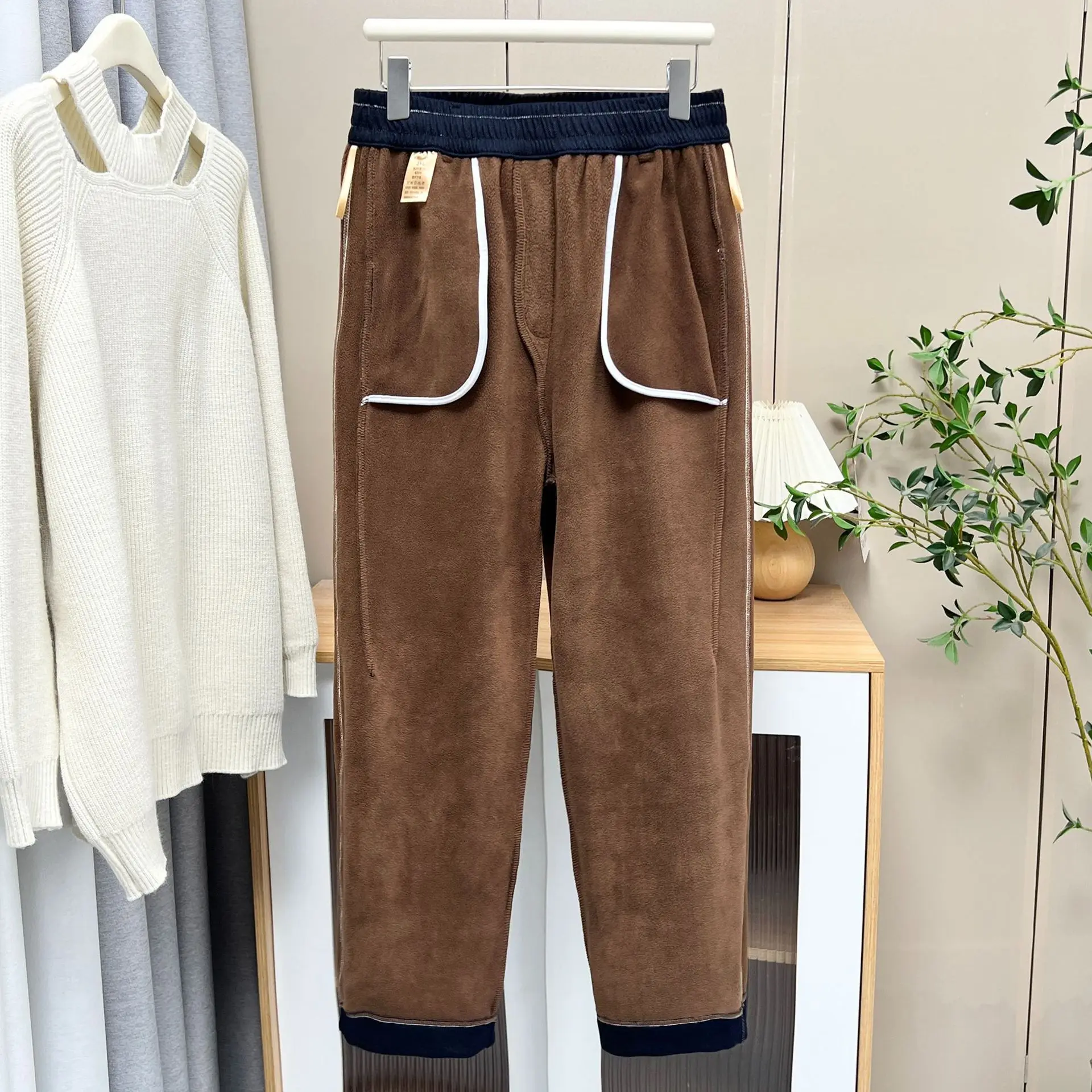 XXXXXXL Fashion Plus Size Women's Jeans New Winter Style Simple Fleece And Thickened Denim Straight Leg Long Pants Casual 373