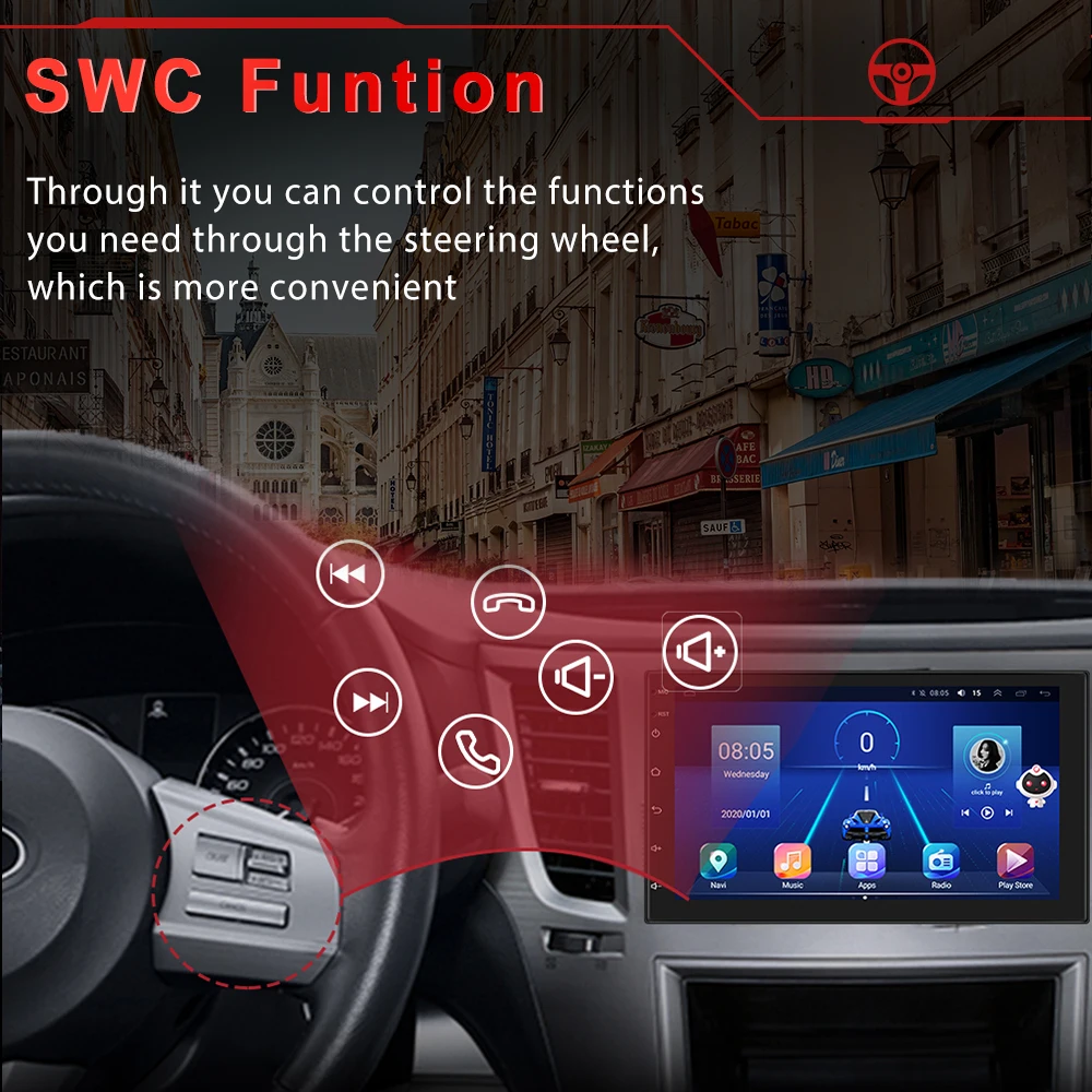 Podofo Android 2Din Car Radio Carplay Multimedia Video Player Universal Auto Stereo GPS For Volkswagen Nissan Hyundai Kia Toyota