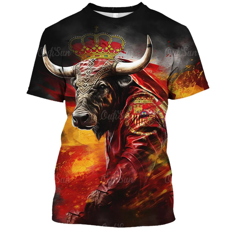 Camisetas gráficas de toreo español para hombres, camiseta de toro