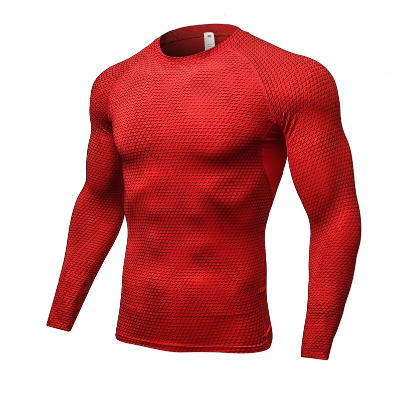 Men's Fitness Running Training Long-Sleeved Shirts Tight Elastic Quick-Drying Clothes Gym T-Shirt Workout Athletic Undershirts