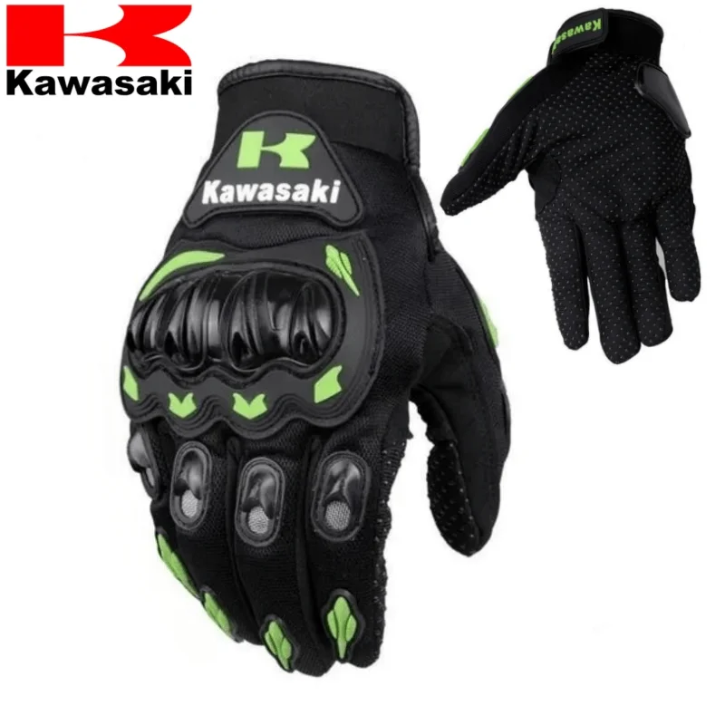 Kawasaki motorcycle gloves rider equipment riding gloves off-road men's all season all finger anti fall racing sport gloves